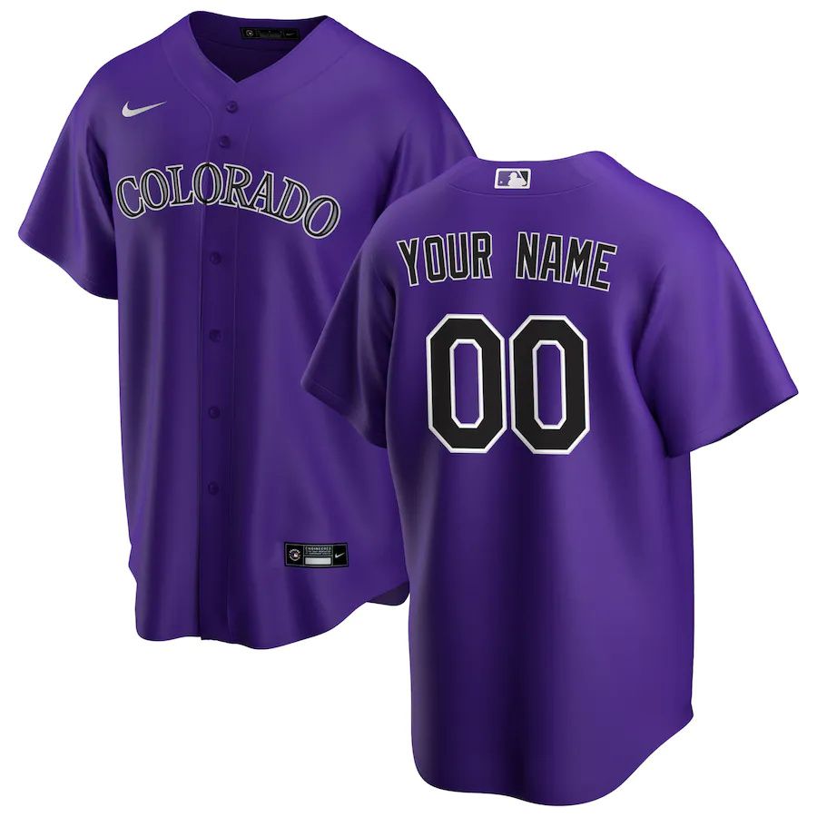 Mens Colorado Rockies Nike Purple Alternate Replica Custom MLB Jerseys